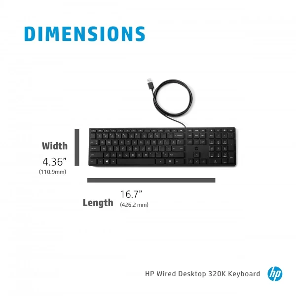Tastatura cu fir HP 320k Slim - imagine 3