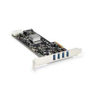 Card PCIe cu 4 porturi USB 3.0 cu 4 canale dedicate de 5Gbps (USB 3.2 Gen 1) - UASP - Alimentare SATA / LP4