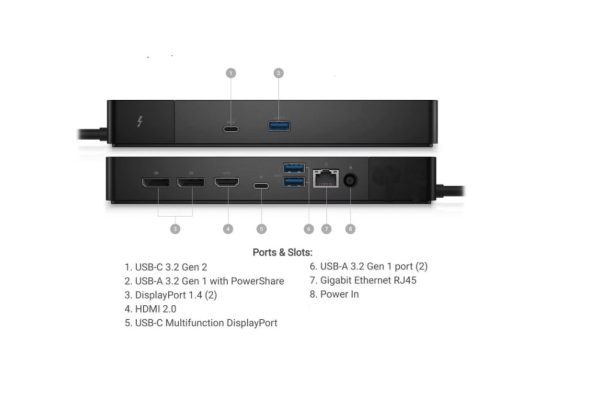 Docking Station Dell WD22TB4 180W, Black, Alimentator Inclus