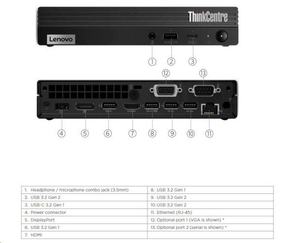 Lenovo ThinkCentre M70Q Gen 2 Tiny, Intel Core i3-10100t 3.80 GHz, 16GB DDR4, 256 GB NVME, Windows 10 OEM, GARANTIE 3 ANI