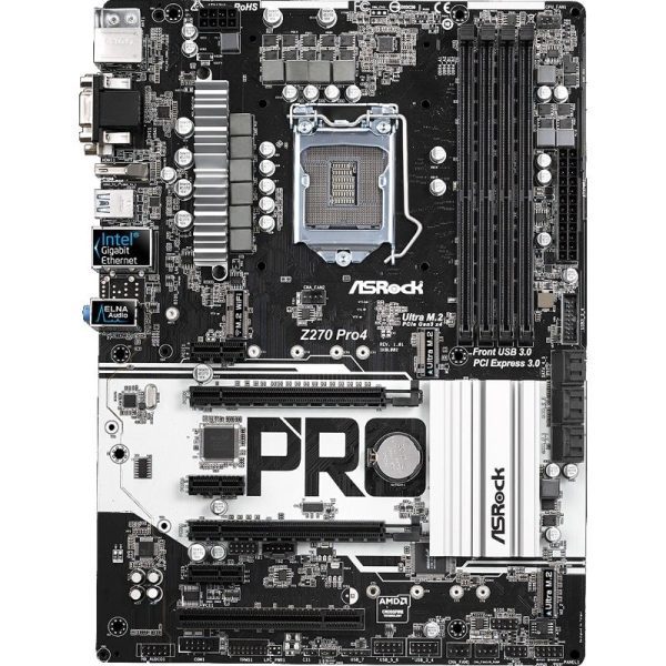 Placa de baza ASRock Z270 Pro4, ATX, LGA 1151V1, 4 slot ram, 6 sATA LGA fara shield, refurbished